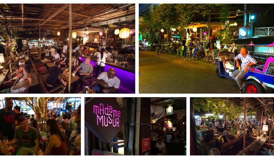 Thailand- Bangkok -chillen en koude witte wijn bij het cafe van Madame Musur