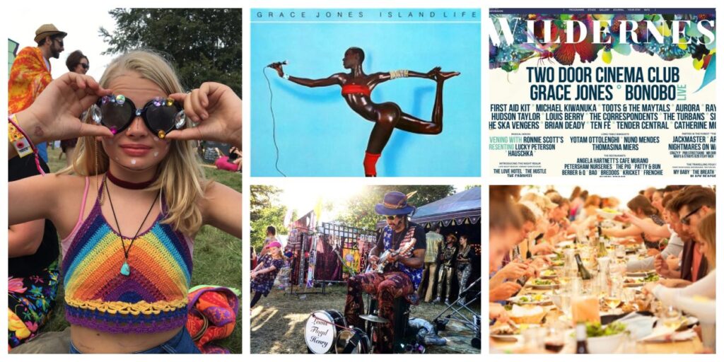 Foo's van vrolijke mensen op een festival