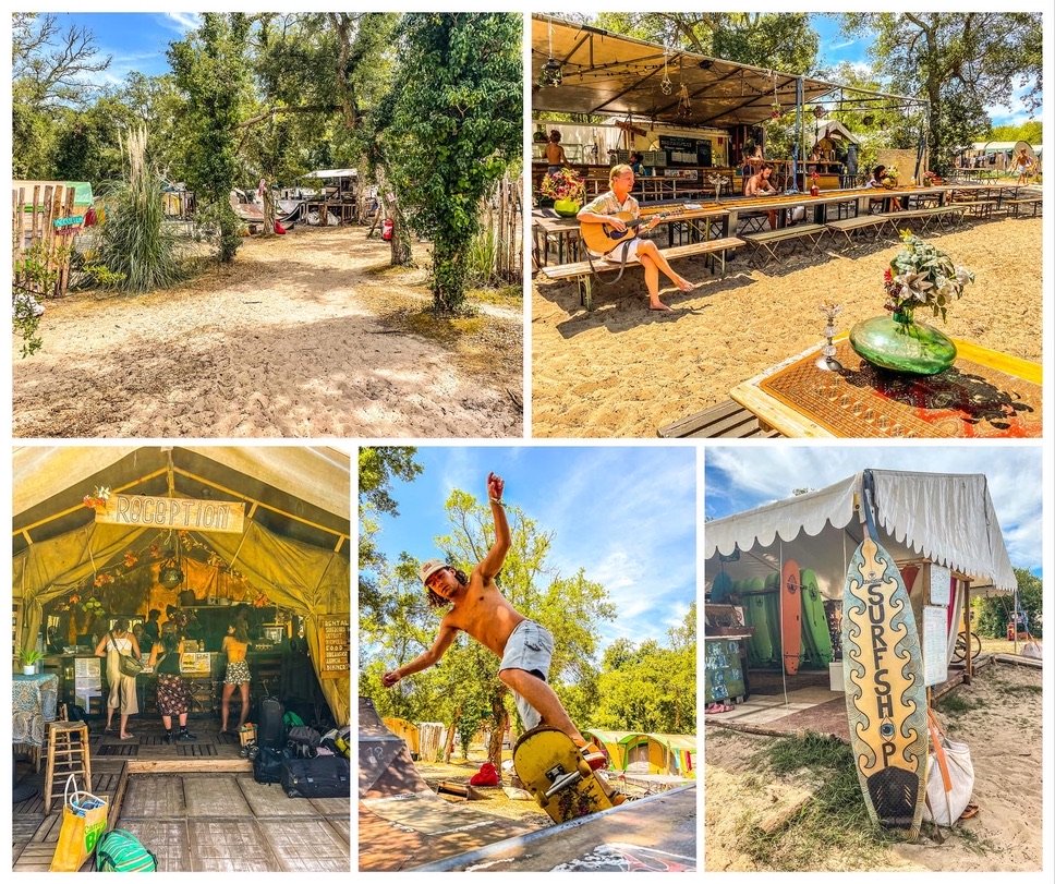 foto's van surf camping in Zuid-Frankrijk